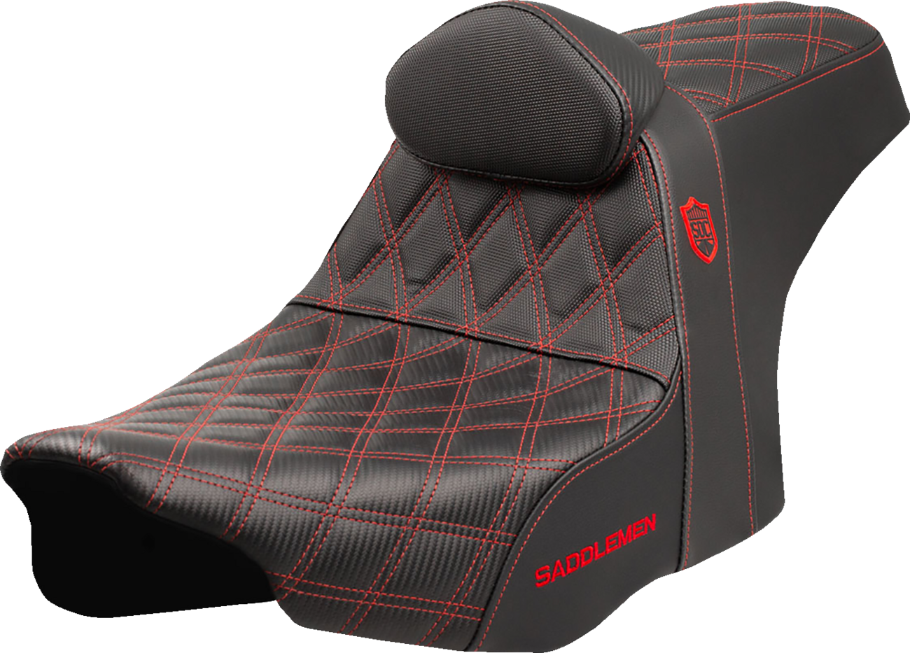 SADDLEMEN Pro Series SDC Performance Seat - Red Stitching - w/ Backrest - FLT/FLH '23-'25 SC82307DB4 — image 1