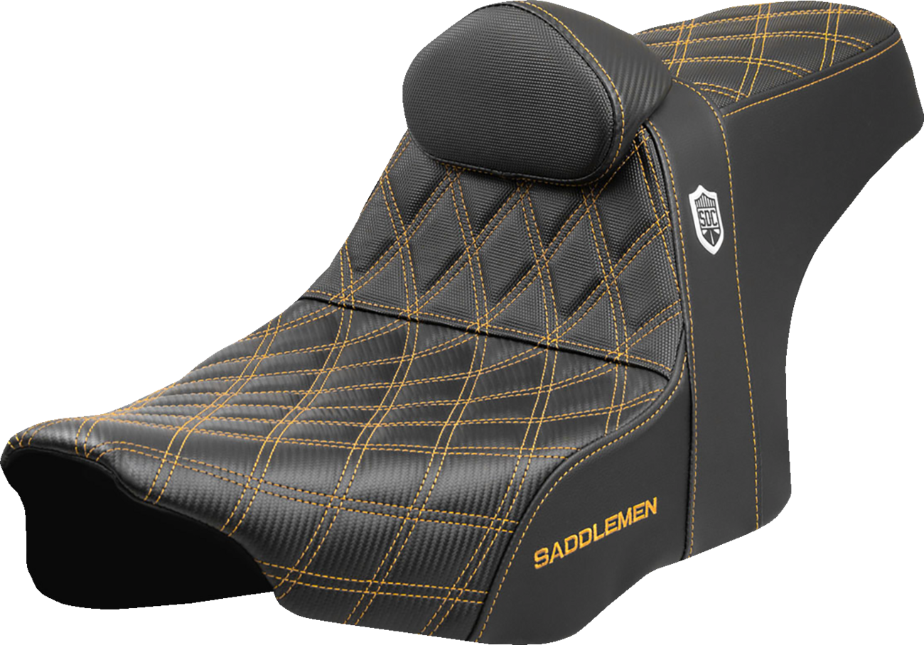 SADDLEMEN Pro Series SDC Performance Seat - Gold Stitching - w/ Backrest - FLT/FLH '23-'25 SC82307DB7 — image 1
