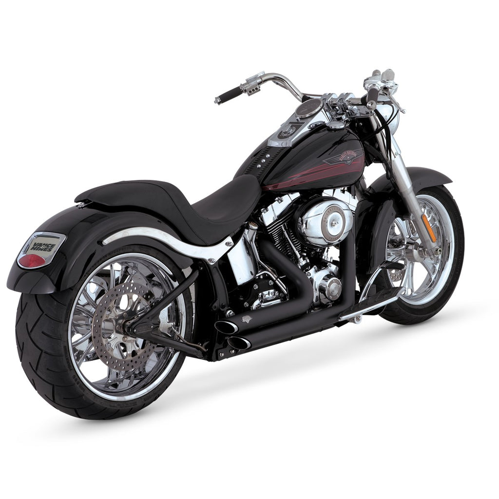Vance & Hines Shortshots Staggered - Softail – Black – 47335-22 — manufacturer image 2