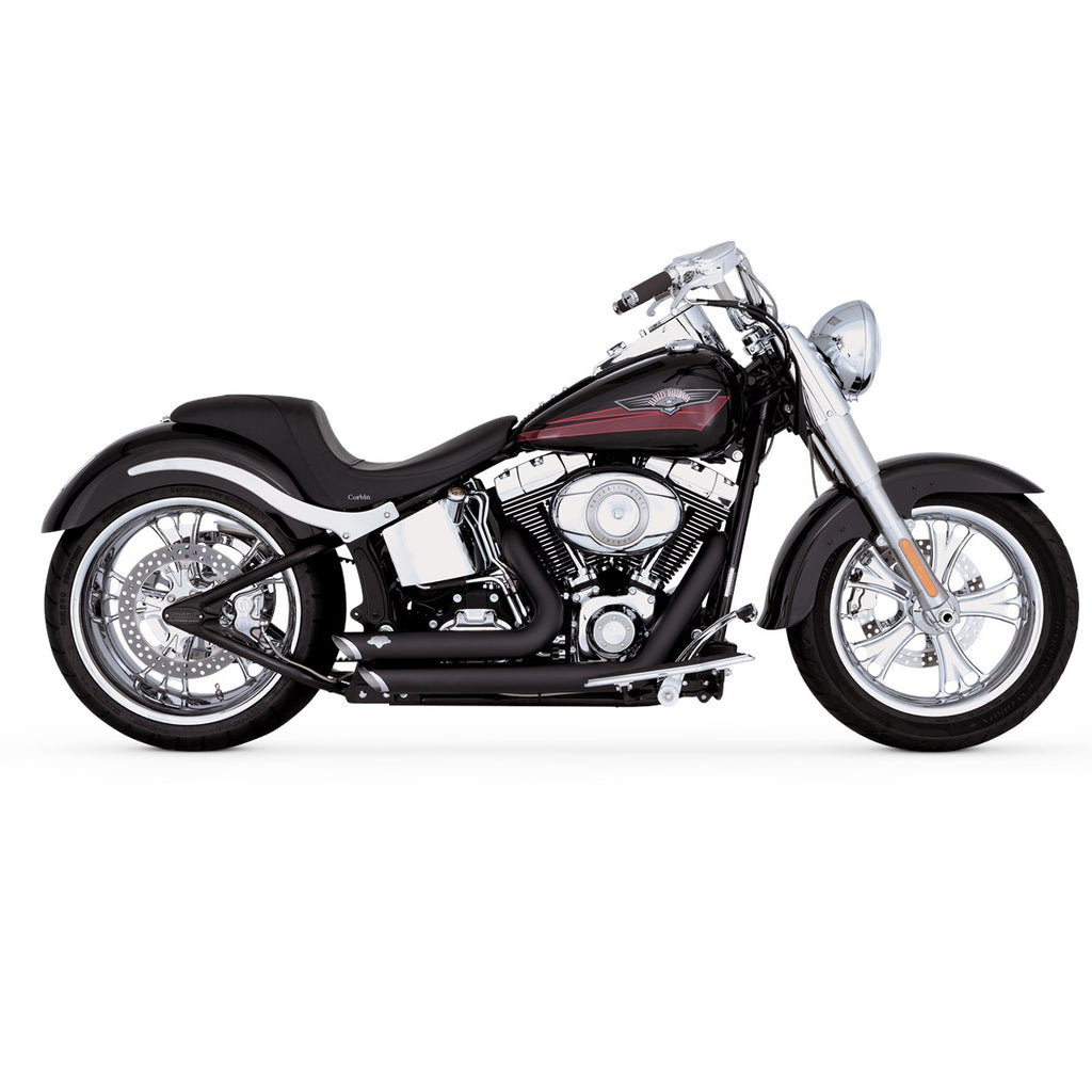 Vance & Hines Shortshots Staggered - Softail – Black – 47333 — manufacturer image 3