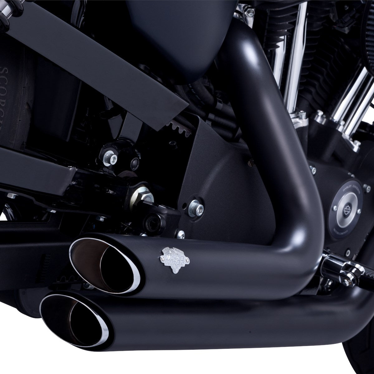 Vance & Hines Shortshots Staggered - Sportster – Black – 47219 — manufacturer image 4
