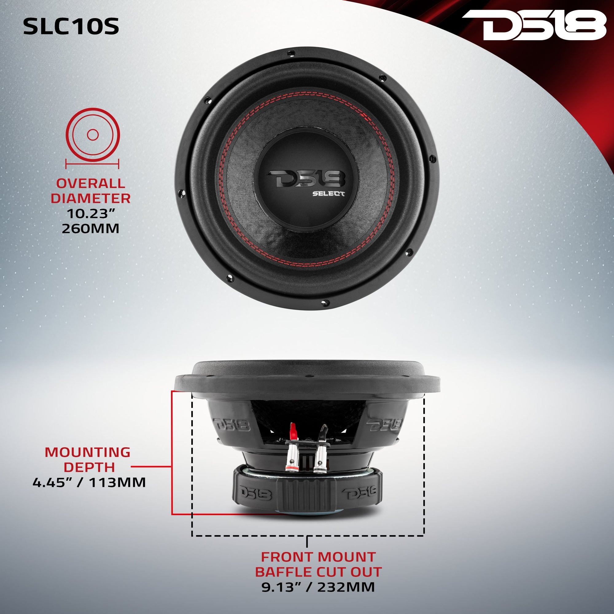 DS18 SLC10S SELECT 10" Subwoofer 220 Watts Rms SVC 4-Ohm — image 6