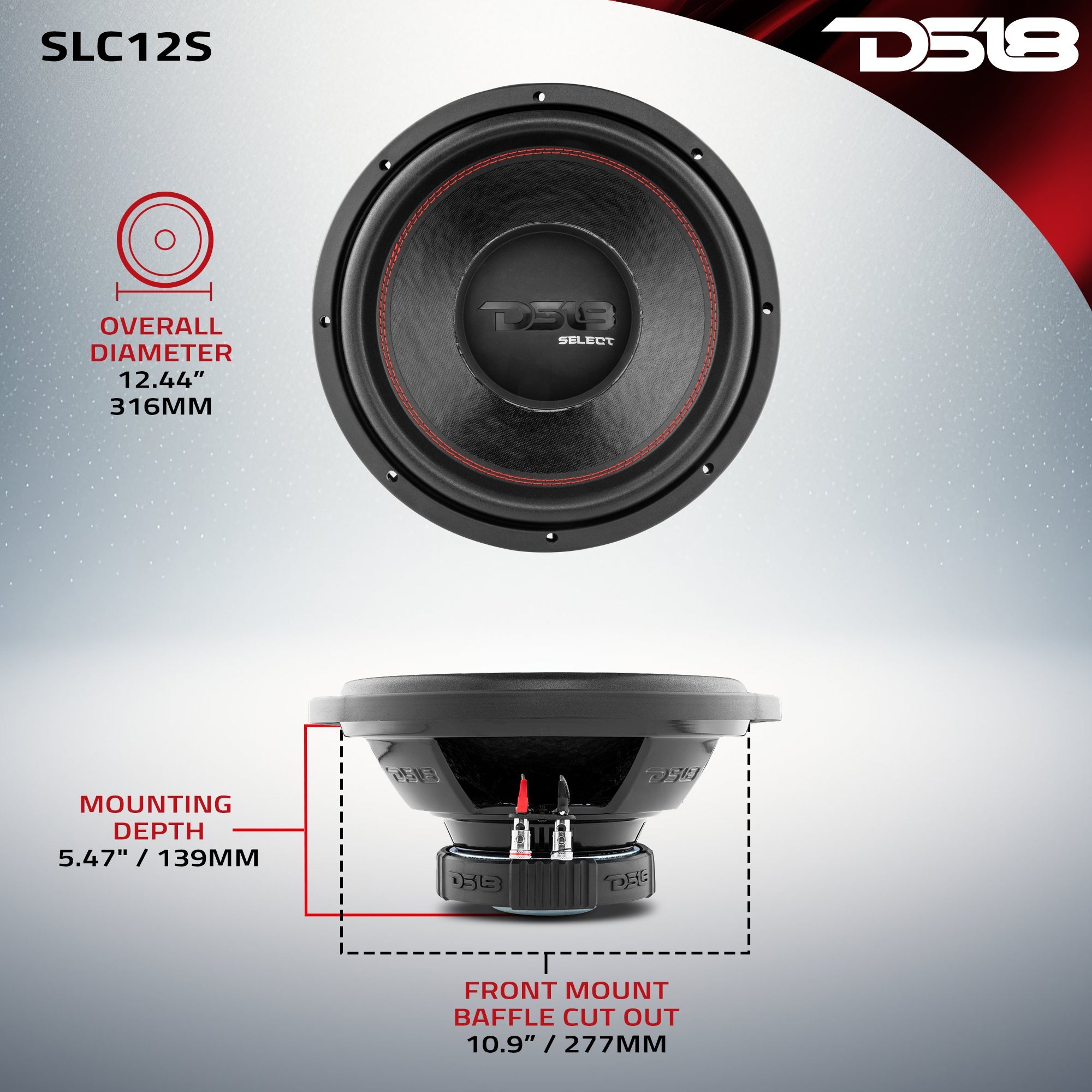 DS18 SLC12S SELECT 12" Subwoofer 250 Watts Rms SVC 4-Ohm — image 6