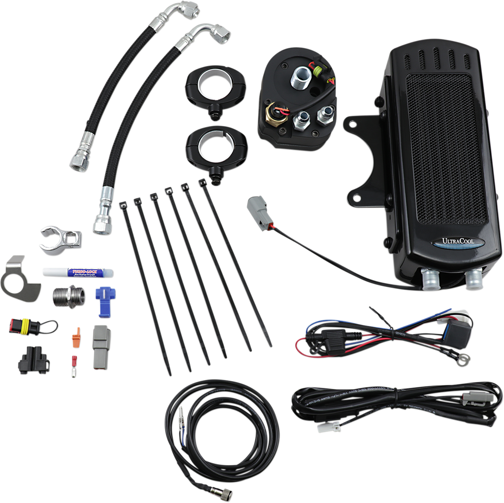 ULTRACOOL Side Mount Oil Cooler Kit - Gloss Black - Dyna — image 1
