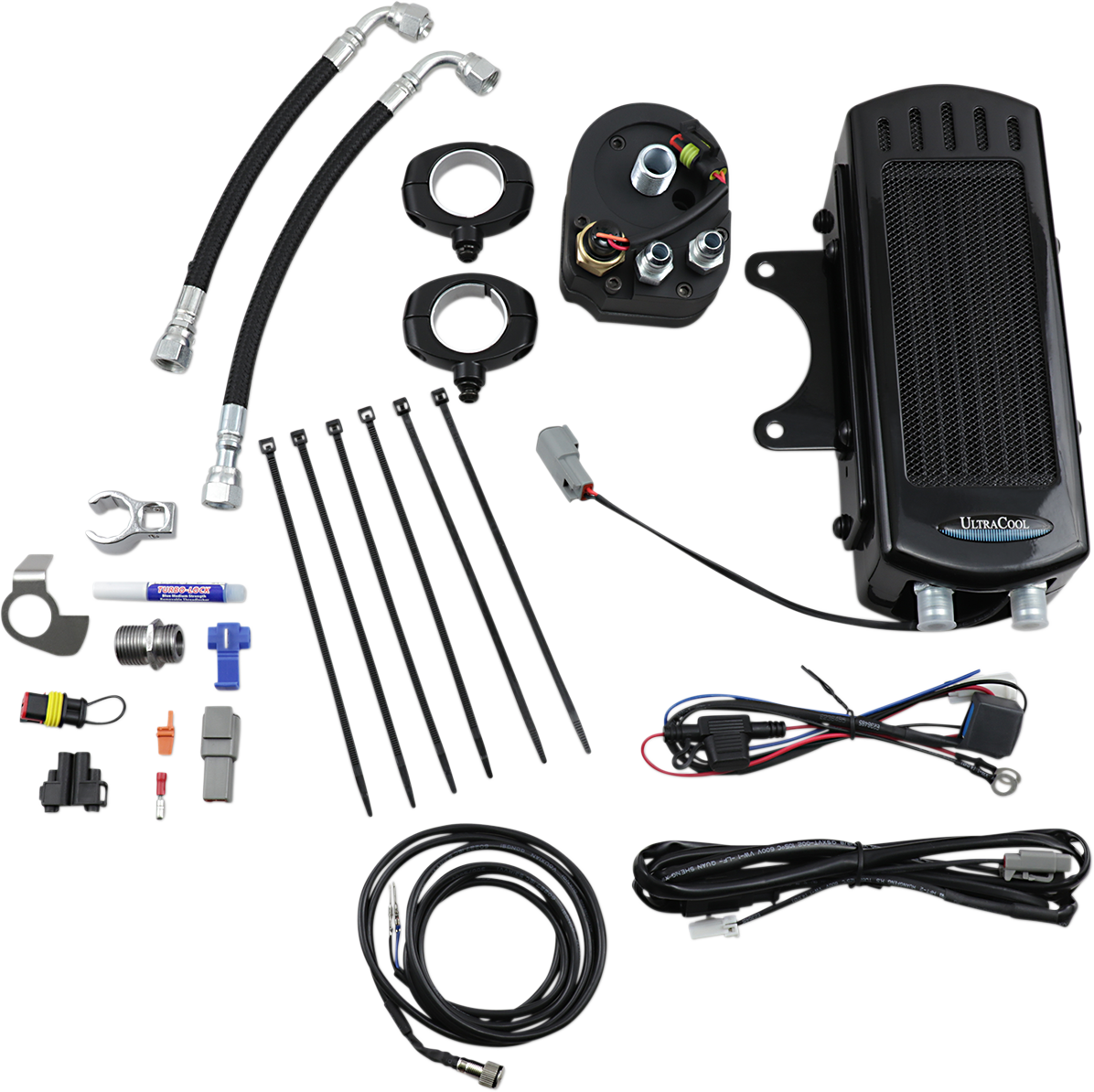 ULTRACOOL Side Mount Oil Cooler Kit - Gloss Black - Dyna — image 1