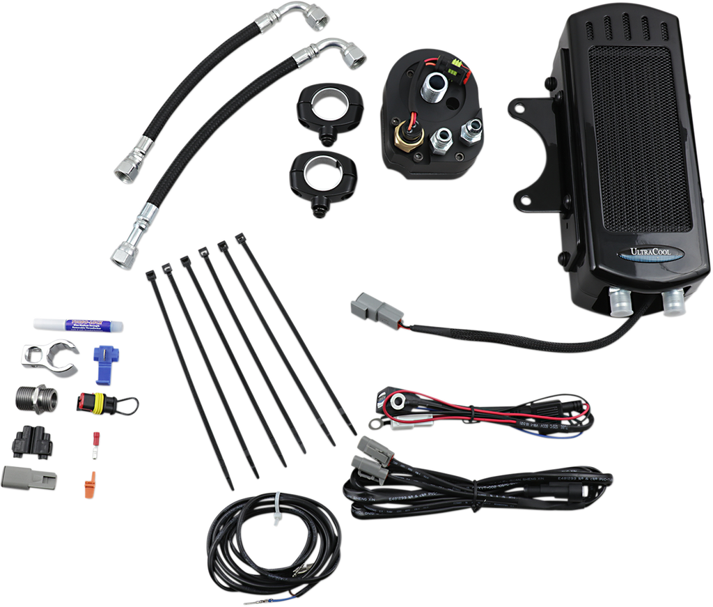 ULTRACOOL Oil Cooler Kit - Side Mount - Gloss Black - Softail — image 1