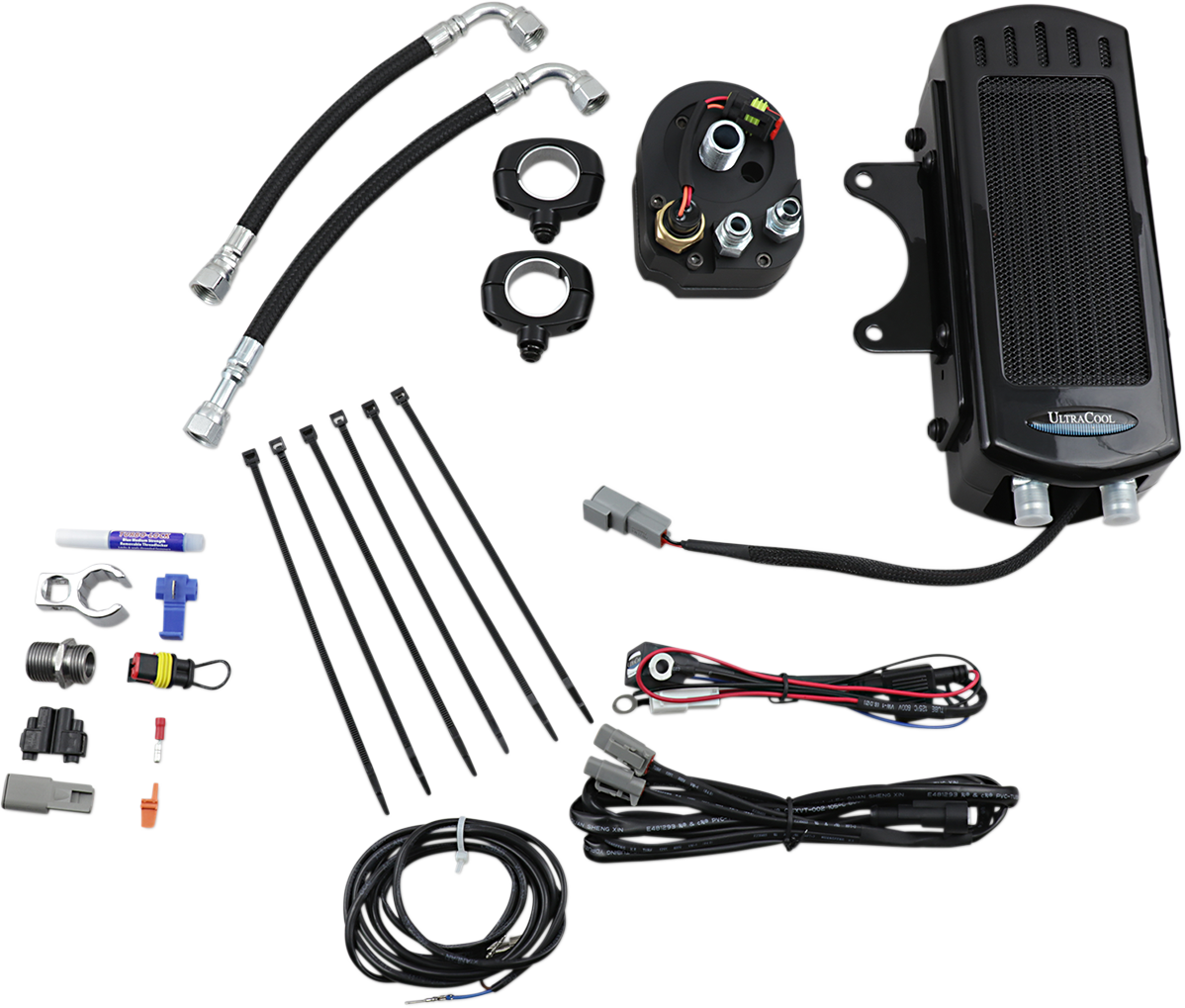 ULTRACOOL Oil Cooler Kit - Side Mount - Gloss Black - Softail — image 1
