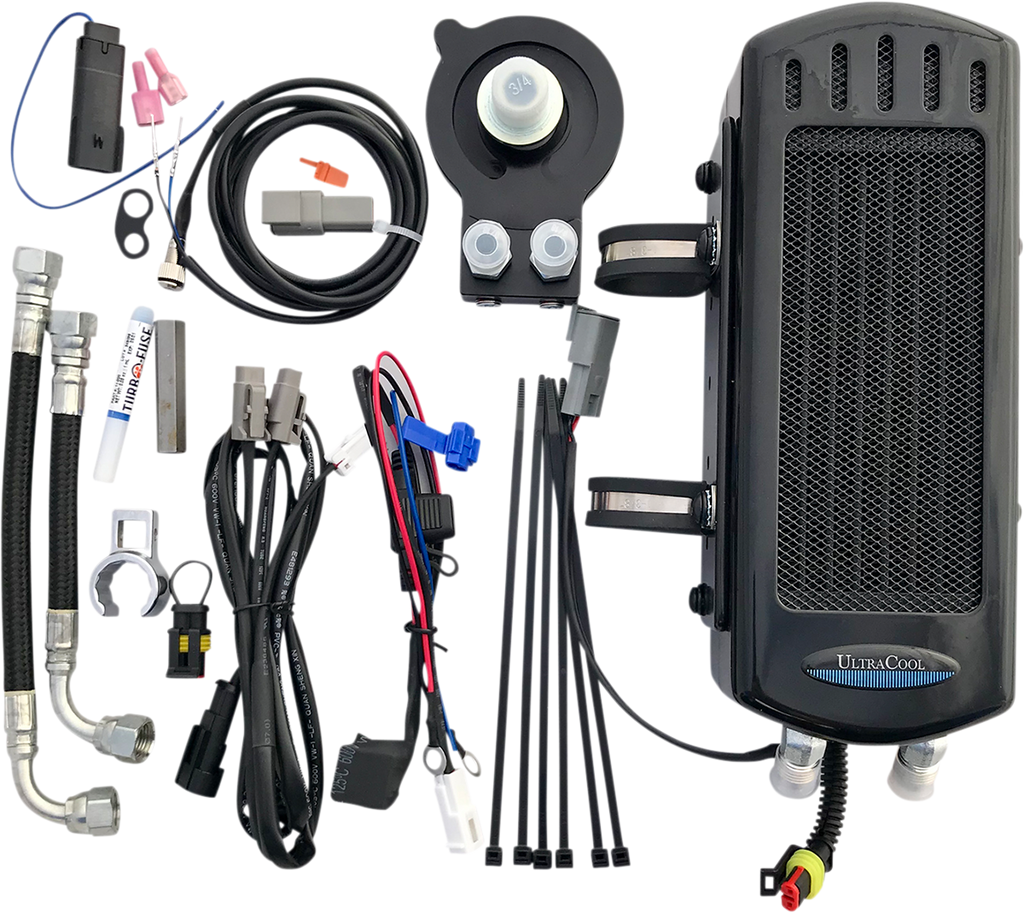 ULTRACOOL Side Mount Oil Cooler Kit - Gloss Black - M8 Softail — image 1