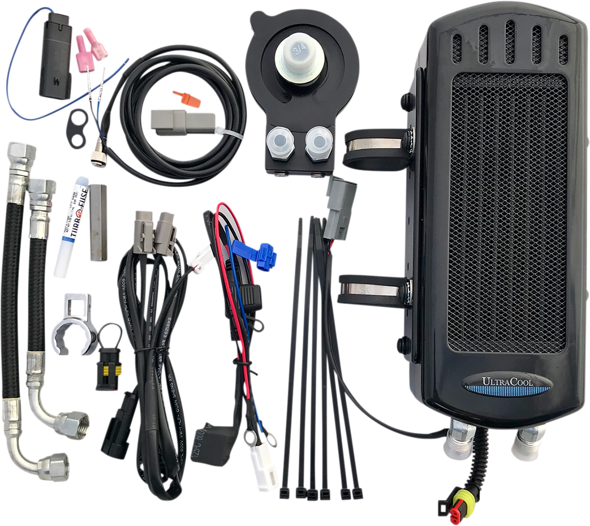ULTRACOOL Side Mount Oil Cooler Kit - Gloss Black - M8 Softail — image 1