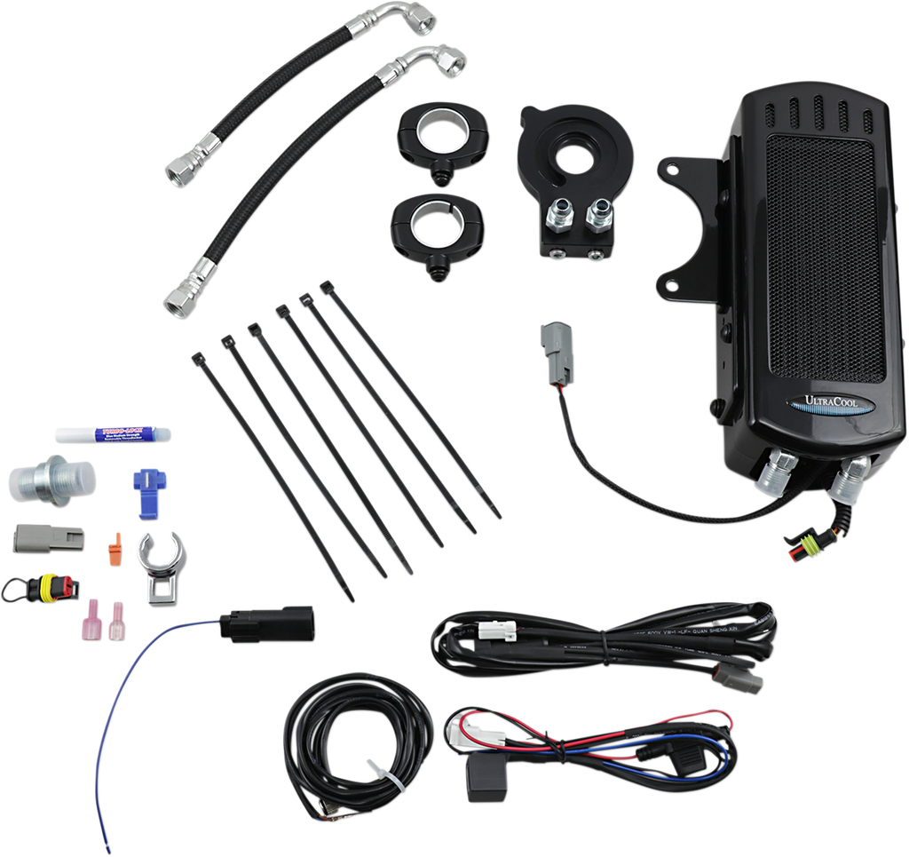 ULTRACOOL Frame Mount Oil Cooler Kit - Gloss Black - M8 Touring/Trike — image 1