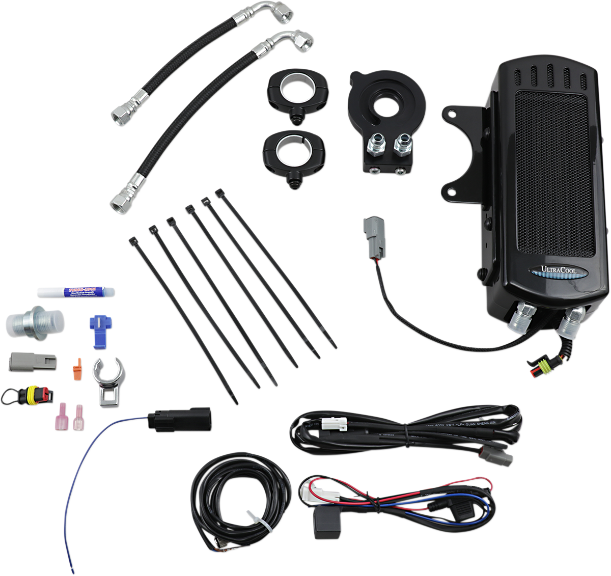 ULTRACOOL Frame Mount Oil Cooler Kit - Gloss Black - M8 Touring/Trike — image 1
