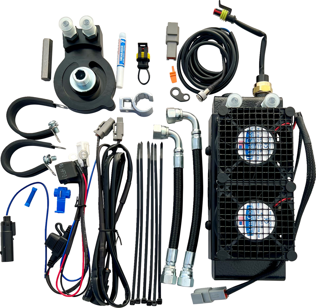ULTRACOOL Oil Cooler Kit - Naked - Black - Softail/Touring/Trike — image 1