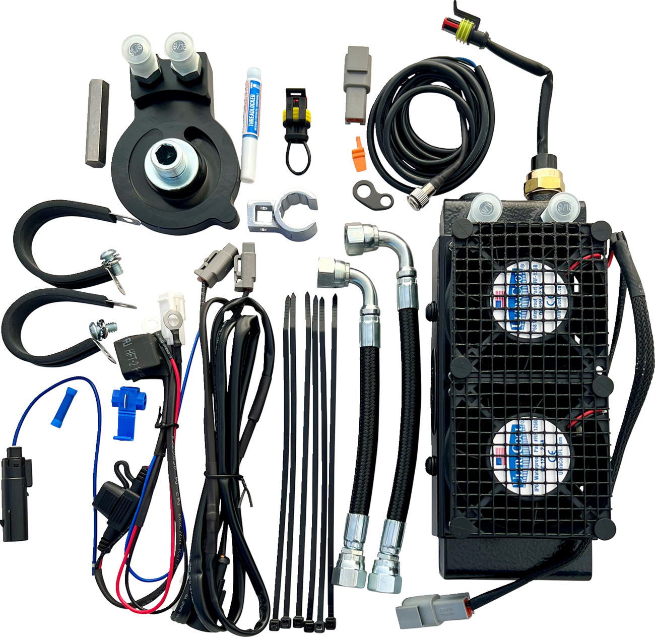 ULTRACOOL Oil Cooler Kit - Naked - Black - Softail/Touring/Trike — image 1