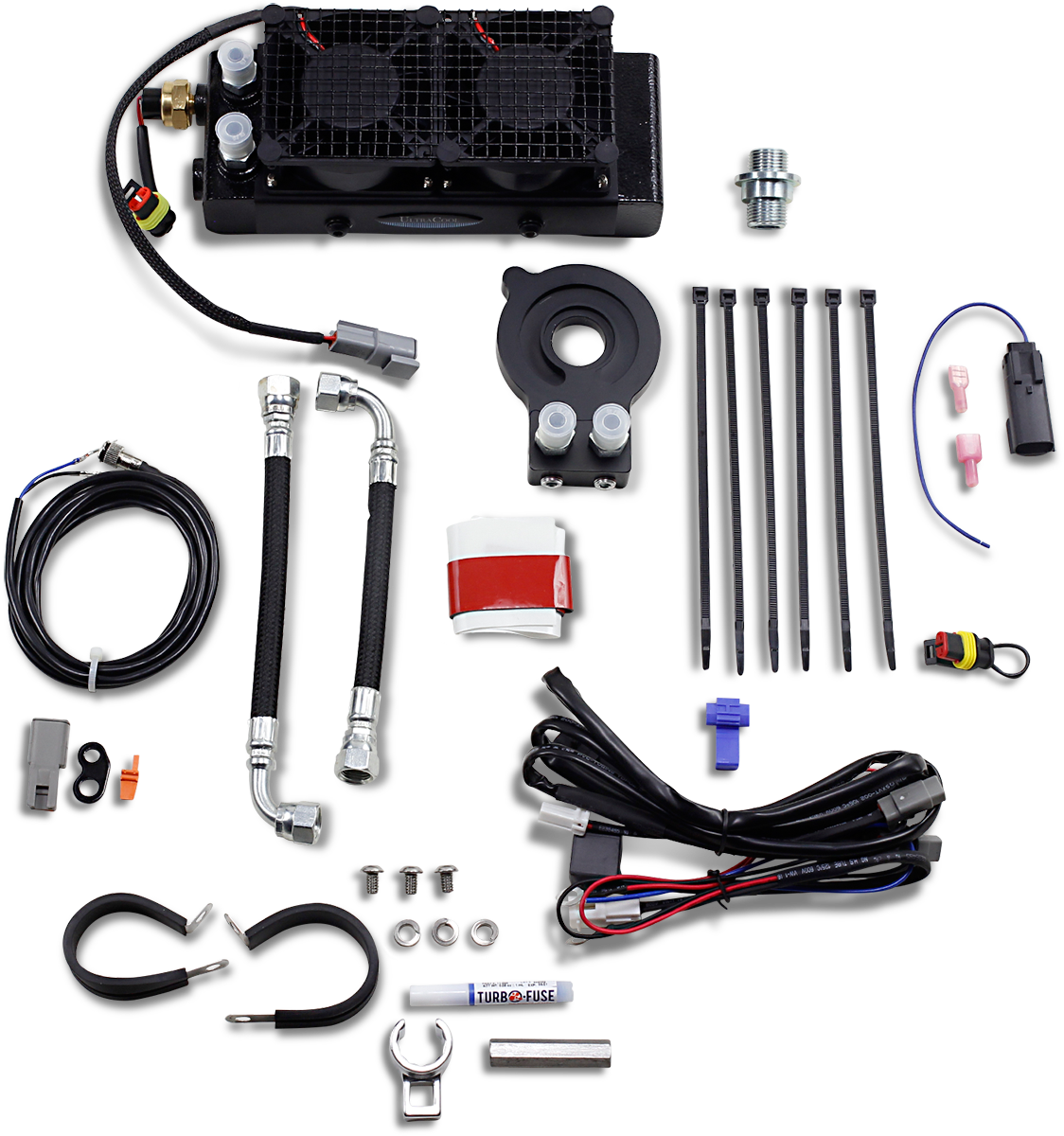 ULTRACOOL Oil Cooler Kit - Naked - Black - Softail/Touring/Trike — image 4