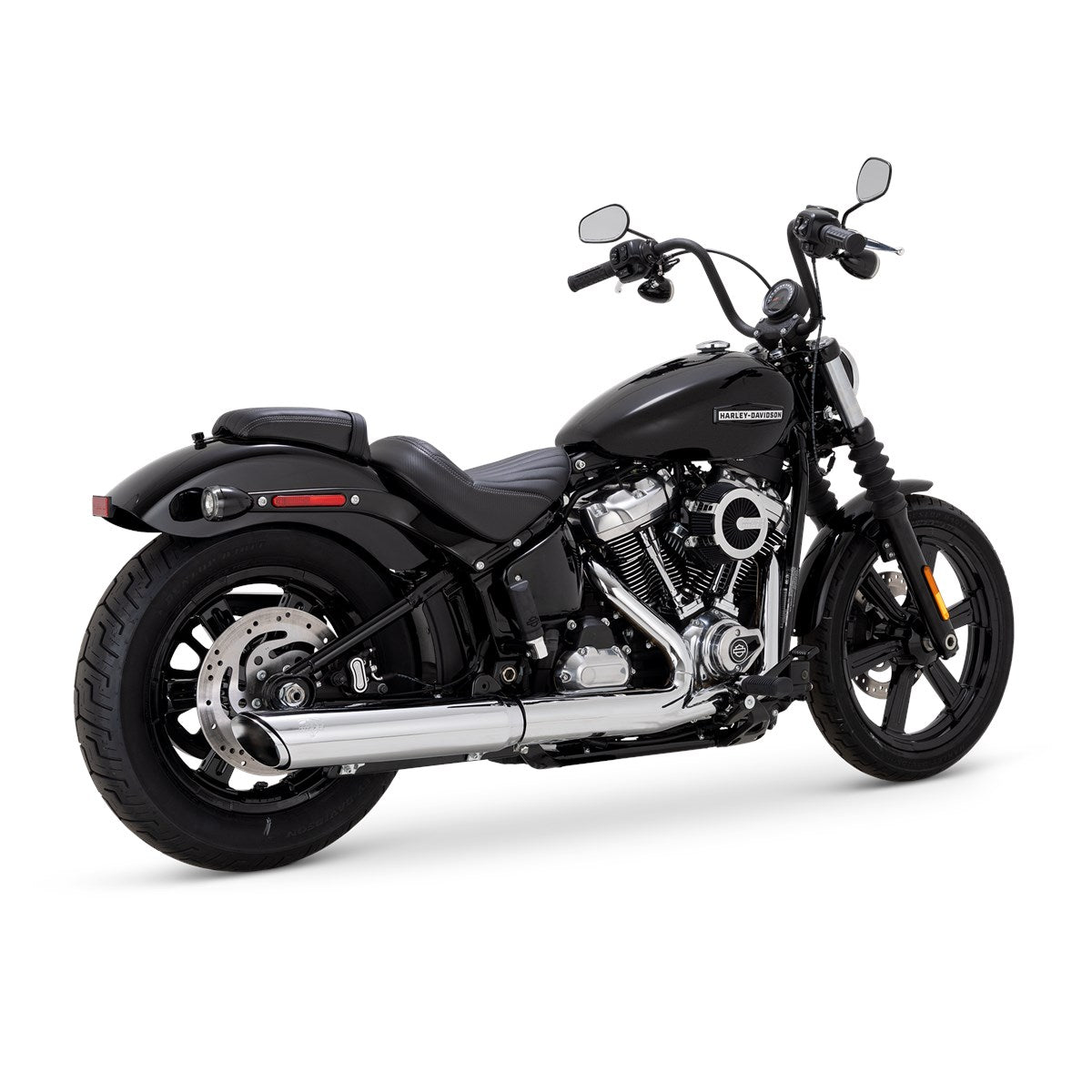 Vance & Hines Softail Twin Slash Round Slip-on – Chrome – 16750 — manufacturer image 1