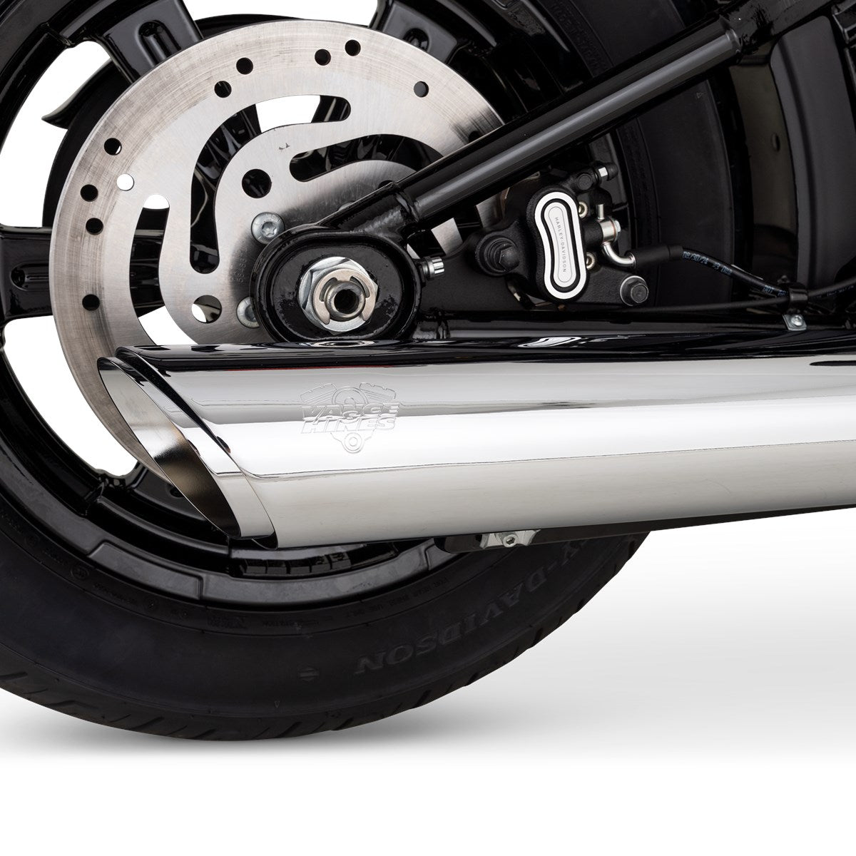 Vance & Hines Softail Twin Slash Round Slip-on – Chrome – 16750 — manufacturer image 4