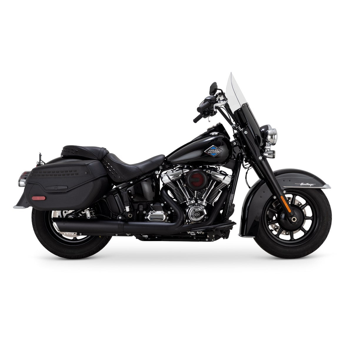 Vance & Hines Softail Twin Slash Round Slip-on – Black – 46750 — manufacturer image 3