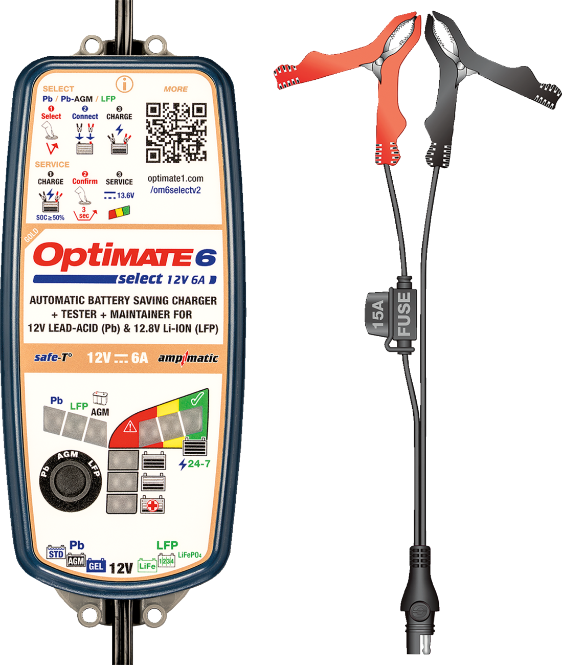 TecMate OptiMate™ 6 Select Gold Battery Charger/Tester/Maintainer - TM371V2 — image 1