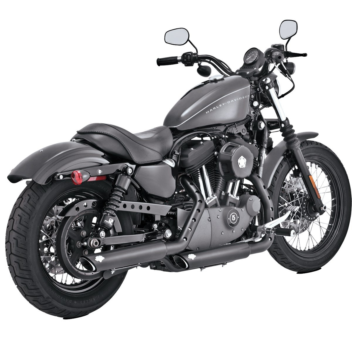 Vance & Hines Twin Slash 3" Slip-ons – Sportster — Black — manufacturer image 5