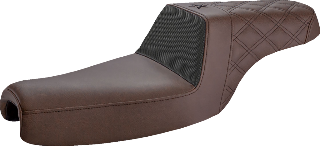 SADDLEMEN Unknown Industries Seat - Front Carbon Fiber/Black Gripper Lumbar/Rear Lattice Stitch - XL '04-'23 UN07-03-173BR — image 1