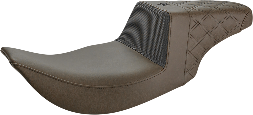 SADDLEMEN Unknown Industries Seat - Front Carbon Fiber/Black Gripper Lumbar/Rear Lattice Stitch - XL '04-'23 UN07-03-173BR — image 2