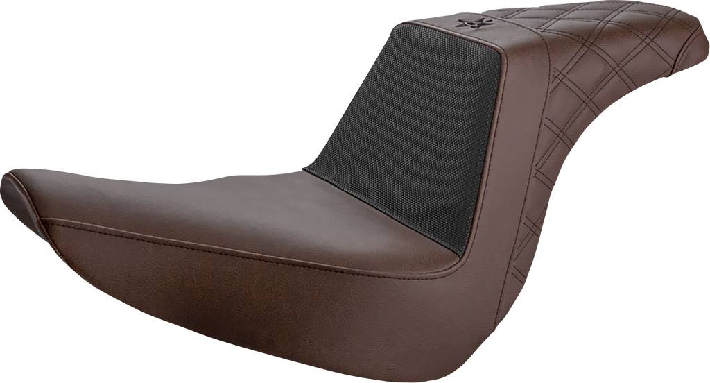 SADDLEMEN Unknown Industries Seat - Front Carbon Fiber/Black Gripper Lumbar/Rear Lattice - FL/FX '18-'23 UN18-29-173BR — image 1