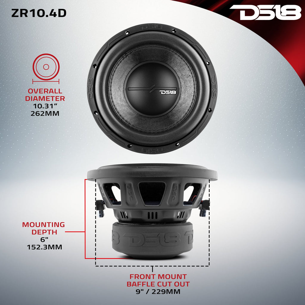 DS18 ZR10.4D ZR 10" Subwoofer 700 Watts Rms DVC 4-Ohm — image 6