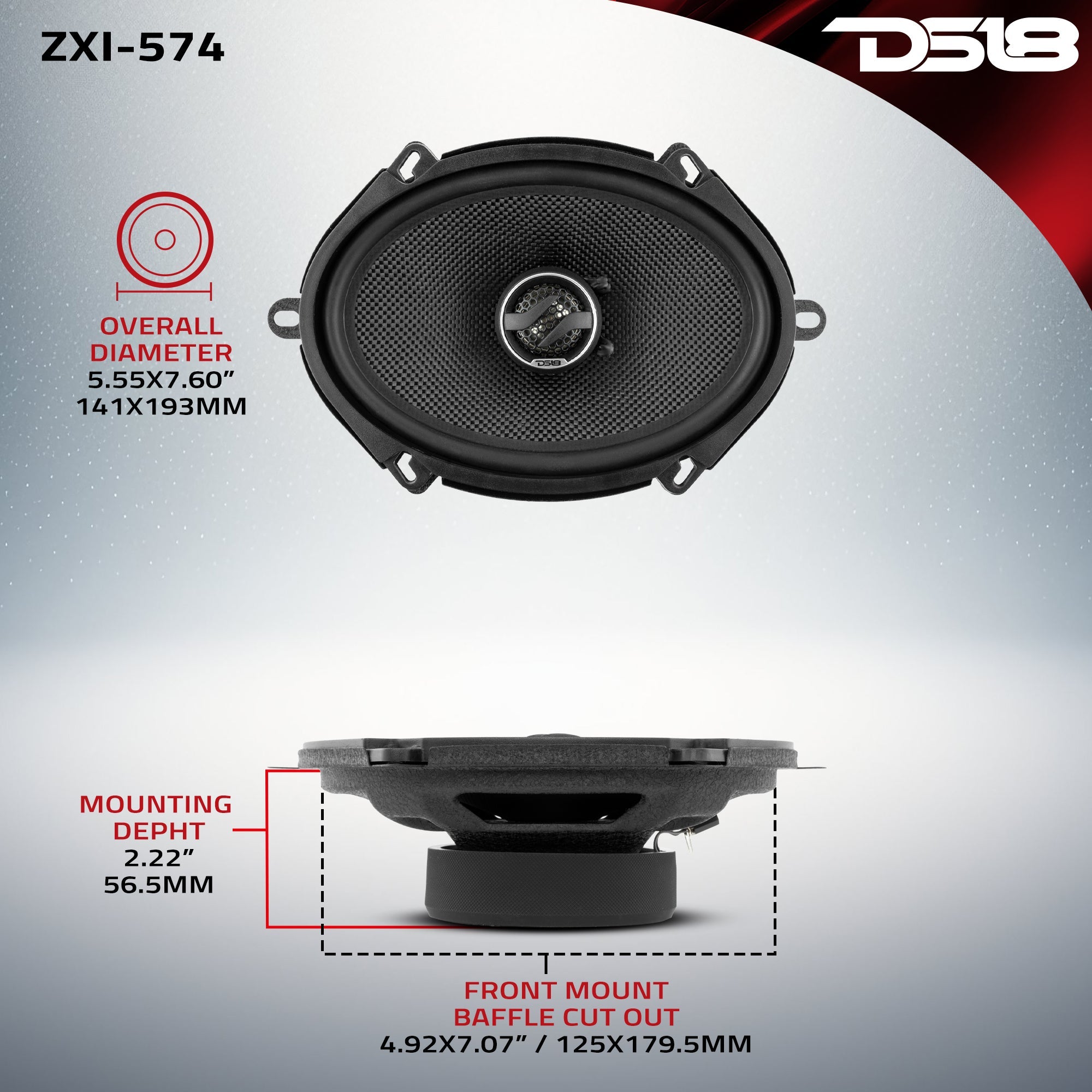 DS18 ZXI-574 ZXI 5x7" 2-Way Coaxial Speakers with Kevlar Cone | 70 Watts Rms 4-Ohm — image 8