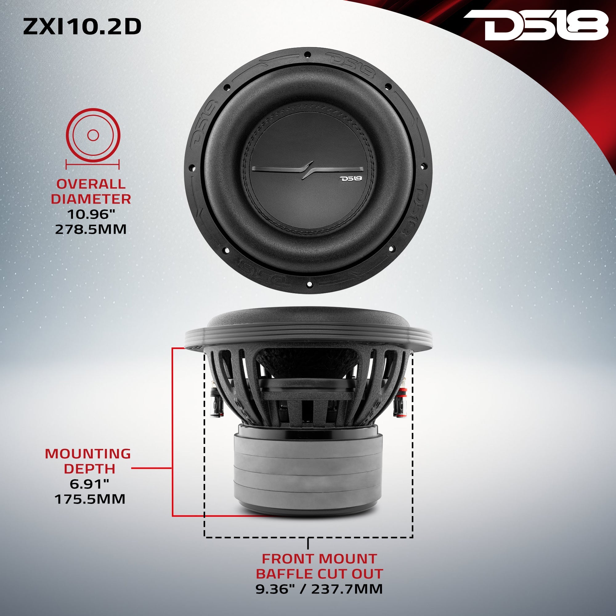 DS18 ZXI10.2D ZXI 10" High Excursion Subwoofer Quad Stacked Magnets | 800W RMS DVC 2-Ohm — image 6