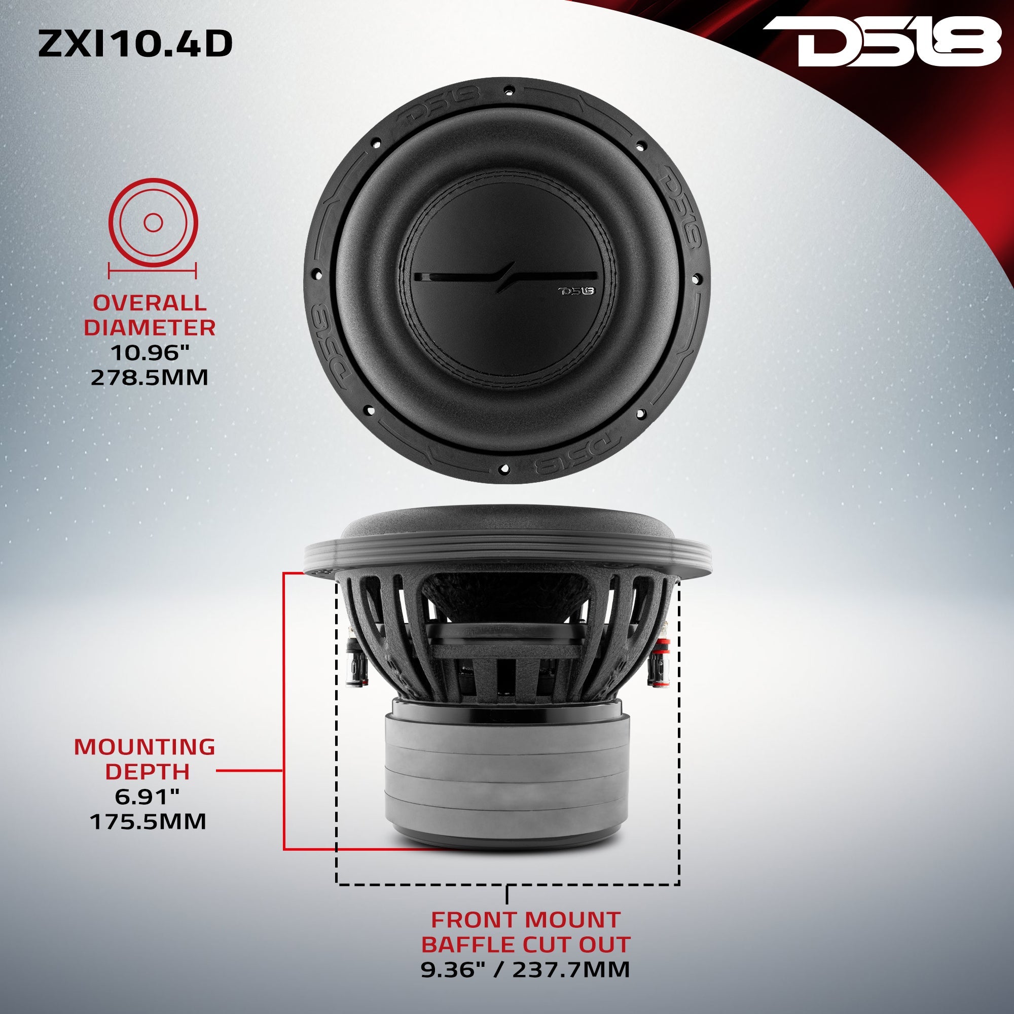 DS18 ZXI10.4D ZXI 10" High Excursion Subwoofer Quad Stacked Magnets | 800W RMS DVC 4-Ohm — image 6