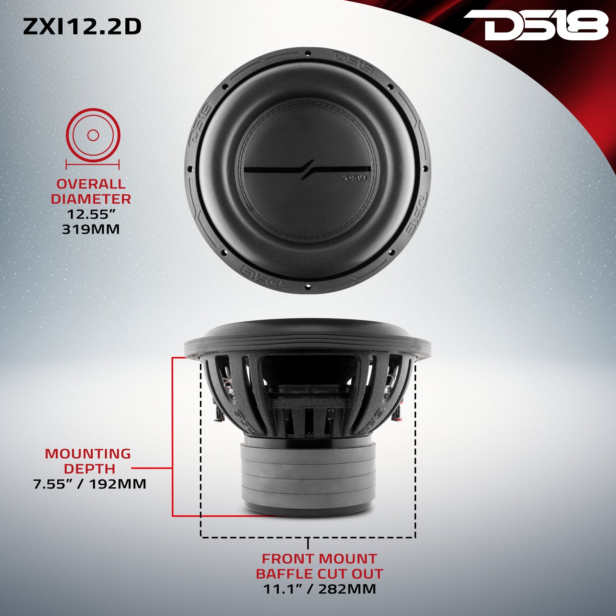 DS18 ZXI12.2D ZXI 12" High Excursion Subwoofer Quad Stacked Magnets | 1000W RMS DVC 2-Ohm — image 6