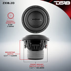 DS18 ZXI8.2D ZXI 8" High Excursion Subwoofer Quad Stacked Magnets | 600W RMS DVC 2-Ohm — image 6