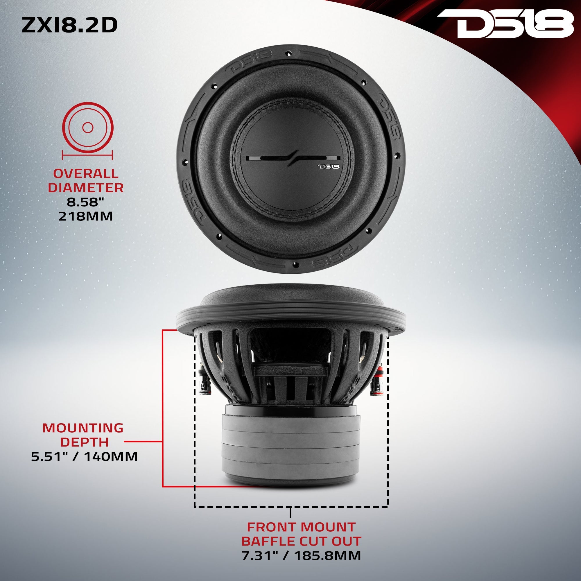 DS18 ZXI8.2D ZXI 8" High Excursion Subwoofer Quad Stacked Magnets | 600W RMS DVC 2-Ohm — image 6